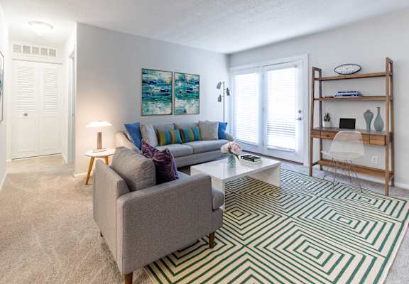 Living Room Interior at Gramercy Apartments, Carmel, IN