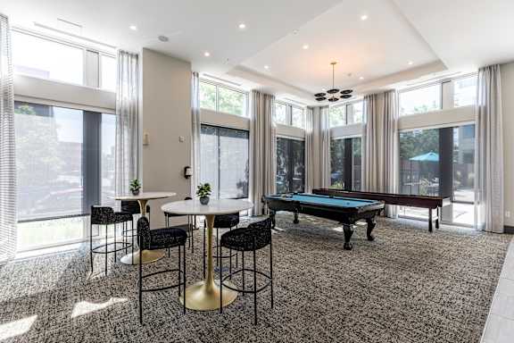 Game Room with Pool Table, Trifecta Belmar, Luxury Apartments for rent in Lakewood, CO