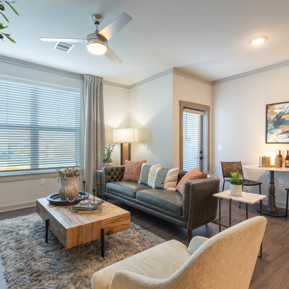 a living room with a couch and a coffee table