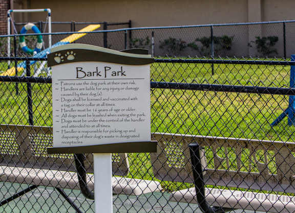Pets are welcome at Lincoln Shores, and often socialize with their humans at the Bark Park.