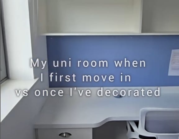 A comparison of a university room before and after decoration.