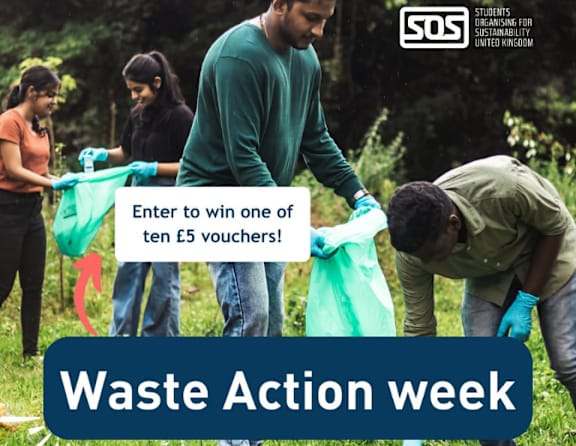 A group of people are participating in a cleanup activity for Waste Action week.