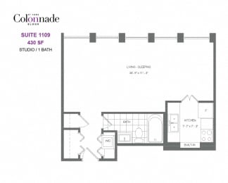 Floor Plan  The Colonnade – STUDIO – 1 BATH - 430 SF – Apartment