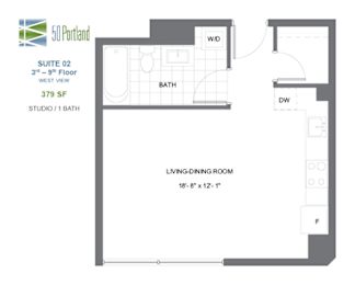 Floor Plan  Fifty on the Park - STUDIO – 1 BATH - 379 SF – Apartment