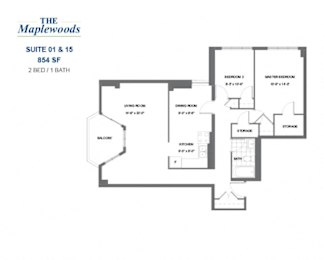 Floor Plan  The Maplewoods - 2 BED – 1 BATH - 854 SF - Apartment