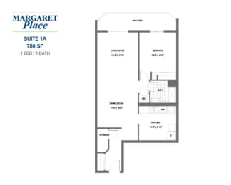 Floor Plan  Margaret Place - 1 BED - 1 BATH - 780 SF - Apartment