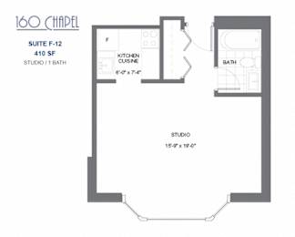 Floor Plan  160 Chapel – STUDIO – 1 BATH - 410 SF – Apartment