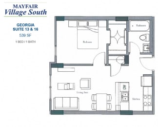 Floor Plan  Mayfair Village South – 1 BED – 1 BATH - 539 SF – Apartment