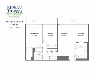 Floor Plan  Rideau Towers - 49 Thorncliffe Park Drive - 2 BED – 1 BATH - 1084 SF – Apartment