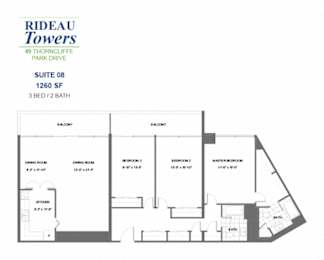 Floor Plan  Rideau Towers - 49 Thorncliffe Park Drive - 3 BED – 2 BATH - 1260 SF – Apartment