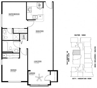 The Metropolitan Apartments 2x2 218-418 Floor Plan