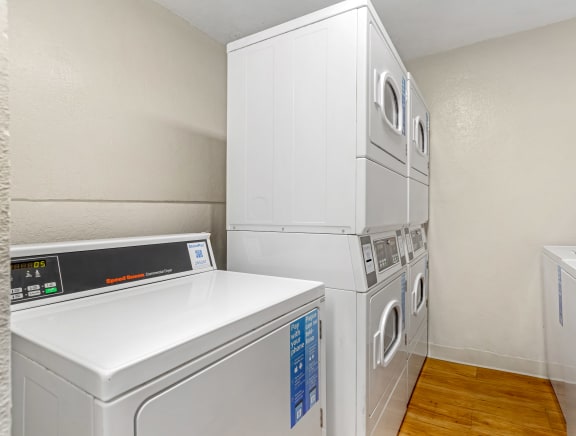 Convenient and clean laundry facilities at Cornerstone Apartments, 8609 De Soto Avenue.