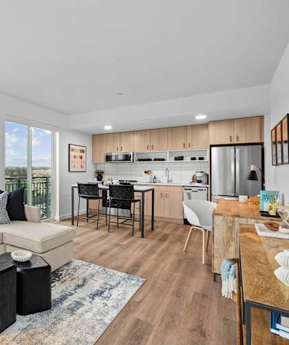 Corner 63 Apartments living room and kitchen