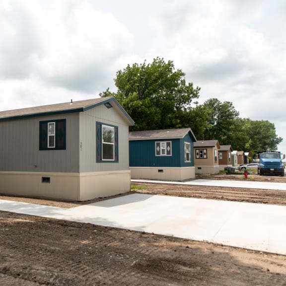 a row of mobile homes in a mobile home park at West Park Plaza in Grand Island, NE