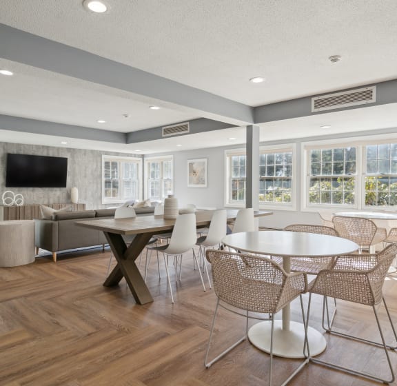 Community Room with dinning at Mariner's Hill Apartments, Marshfield, MAArea