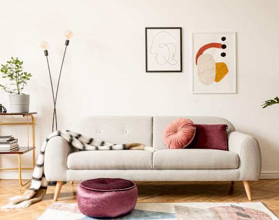 Bright Living Room at Borregas Court Apartments, Sunnyvale, CA, California
