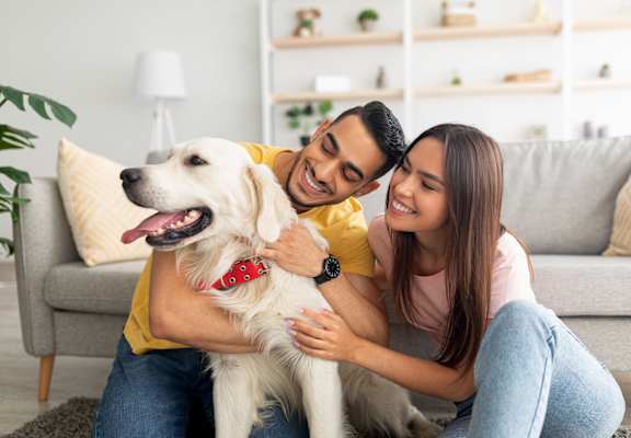 Happy Couple with dog