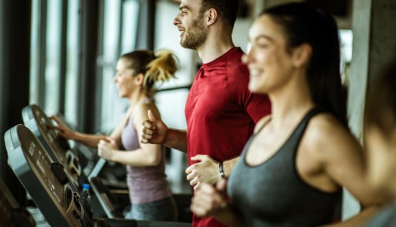 Young people working out on treadmills in gym  at Arrive Paso Robles, Paso Robles, 93446
