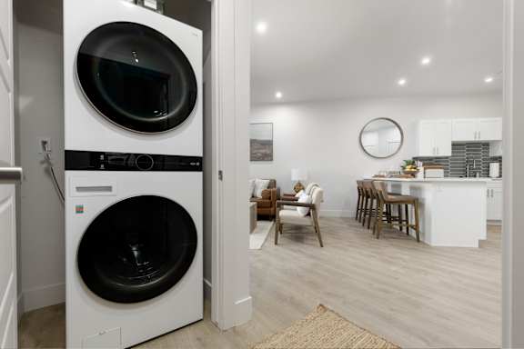 Modern machines in Laundry room at The Vue At Desert Color, St. George, Utah