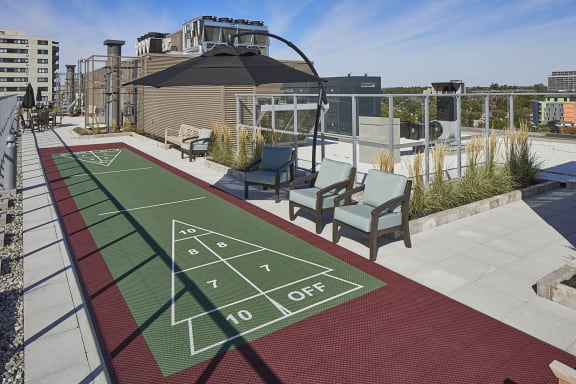 Games and socialization area on the roof of a building