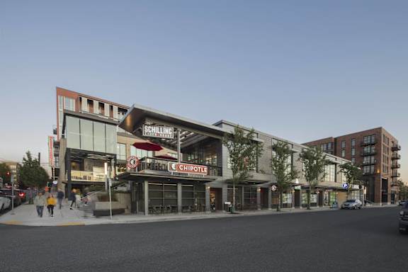 Exterior View of Schilling Cider House and Chipotle