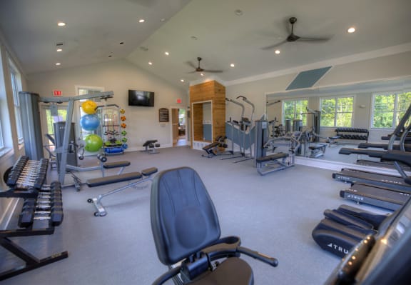 the gym has plenty of equipment for residents to use  at Lullwater at Big Ridge, Hixson