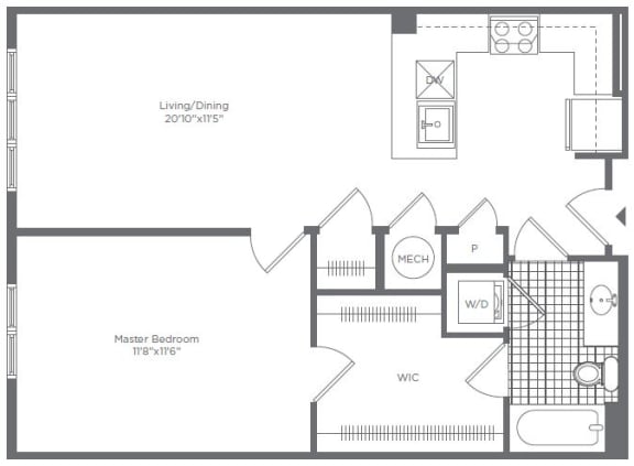 Floor Plan  1BR 1 BA
