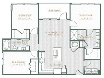 3 Bed Floorplan at POINTE AT EAST SHORE APARTMENTS, APOPKA, FL