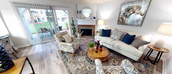 Living room wide view at Merrick Place, Lexington, KY