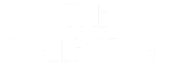 the collection logo with white letters on a black background
