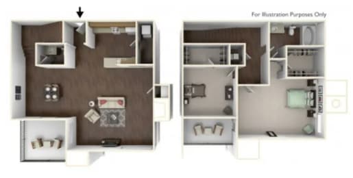  Floor Plan 2 Bedroom Townhome