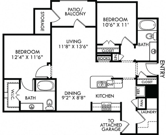 Coranado with Attached Garage. 2 bedroom apartment. Kitchen with bartop open to living/dinning rooms. 2 full bathrooms. Walk-in closet. Patio/balcony.