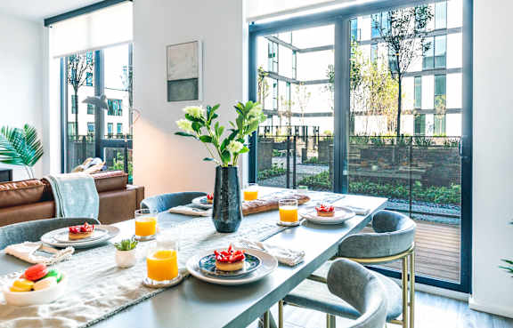 2-Bedroom rental apartment dining room.