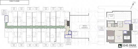 a floor plan of the ground floor of a building
