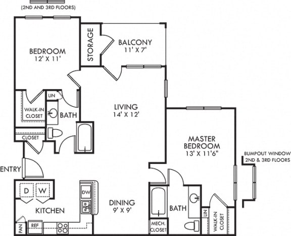 Honeysuckle. 2 bedroom apartment. Kitchen with bartop open to living/dinning rooms. 2 full bathrooms. Walk-in closets. Patio/balcony with storage.