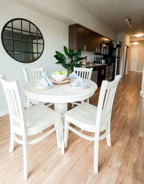 Kent Apartments - The Platform Apartments - Dining Room, Kitchen, and Entryway