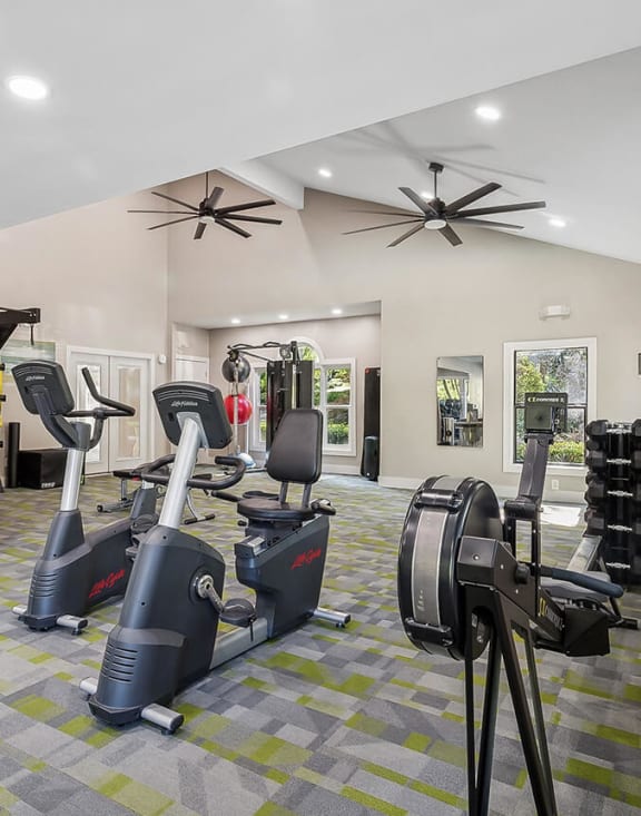 Community Fitness Center with Equipment at Lakeside Retreat Apartments located in Peachtree Corners, GA-MEDAM.