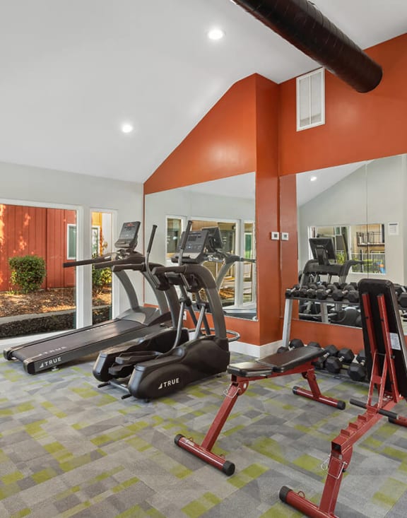 Community Fitness Center with Equipment at The Archer Apartments in Sacramento, CA-MEDAM.