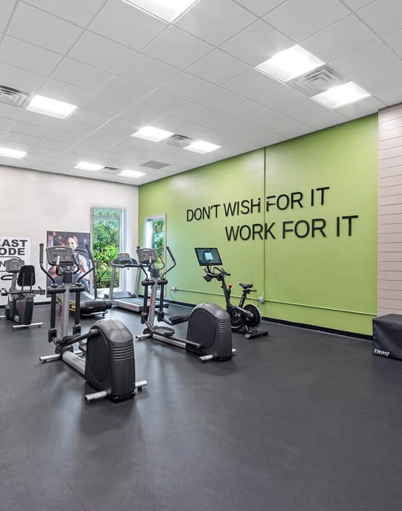 Community Fitness Center with Equipment at Rosehill Preserve Apartments located in Orlando, FL-MEDAM.