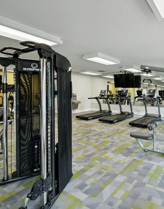Community Fitness Center with Equipment at The Club Apartments located in Hillsboro, OR-MEDAM.