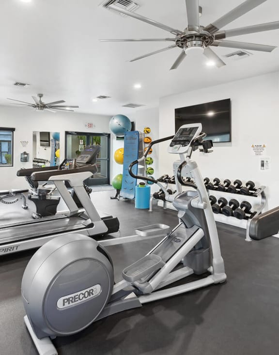 Community Fitness Center with Equipment at Ridgeline Apartments in Tucson, AZ-MEDAM.