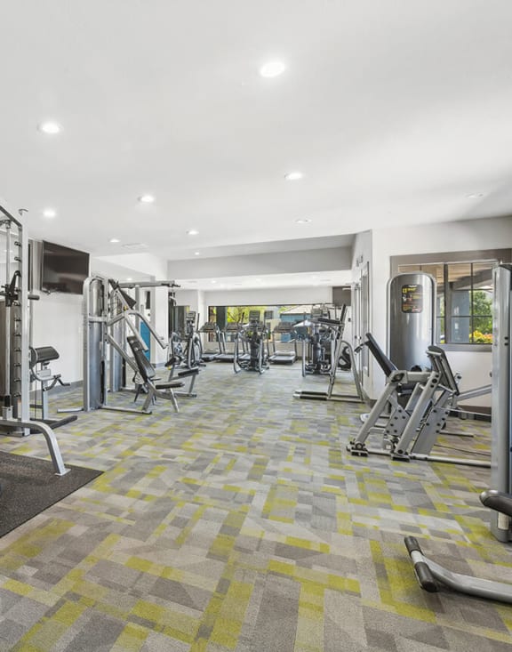 Community Fitness Center with Equipment at Array at South Mountain Apartments located in Ahwatukee, AZ-MEDAM.