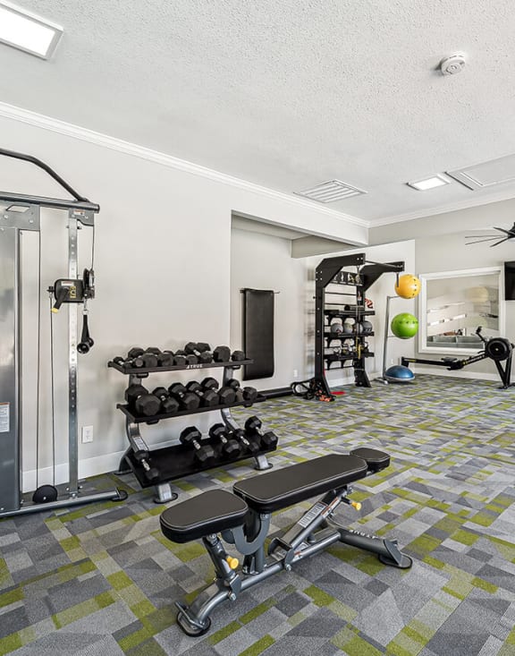 Community Fitness Center with Equipment at Paramont Apartments in Duluth, GA-MEDAM.