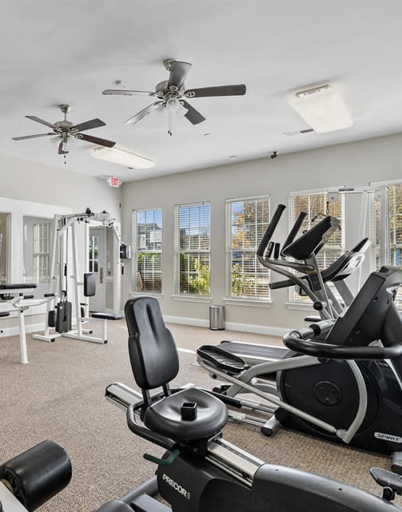 Fitness center at Retreat at Stonecrest apartments