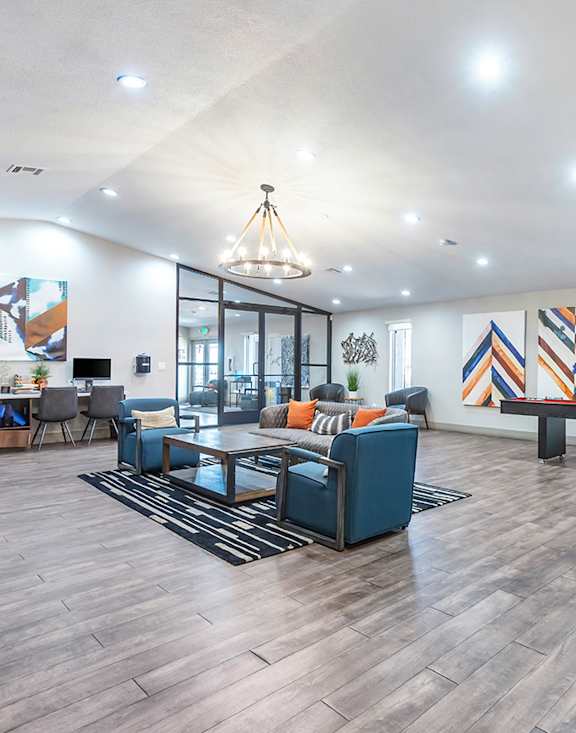 Community Clubhouse at Accent on Sahara Apartments located in Las Vegas, Nevada.