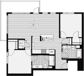 C5 – 2 Bedroom 2 Bath Floor Plan Layout – 1152 Square Feet at Vida North Park, San Diego, CA
