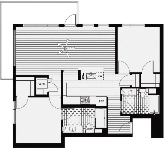 C5 – 2 Bedroom 2 Bath Floor Plan Layout – 1152 Square Feet at Vida North Park, San Diego, CA