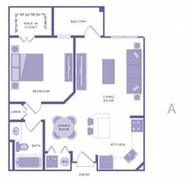 1 Bedroom 1 Bath Plan A at City View, Florida, 32805