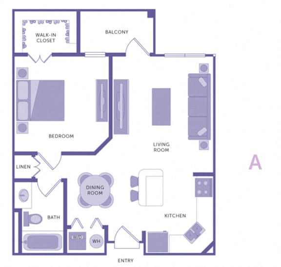 1 Bedroom 1 Bath Plan A at City View, Florida, 32805