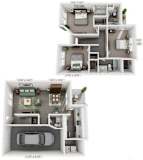3 Bedroom Floor Plan with 1,336 Sq. Ft. Ashford Green Apartment Homes Charlotte NC